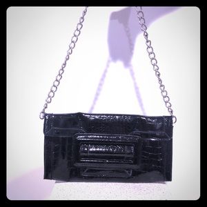 White House Black Market Black Patent Clutch